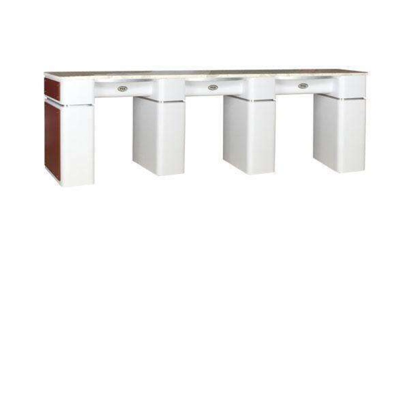 SPA Triple Nail Table, White,Burgundy, WBUT-39 (NOT Included Shipping Charge) 